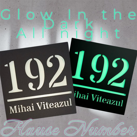 Număr Casă Fosforescent – Glow in the Dark, Vizibil Toată Noaptea 15x15cm